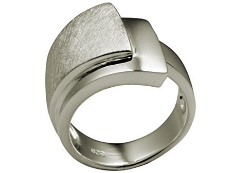 SILBERMOOS Eleganter Damen Ring doppelter Bandring gebürstet glänzend breit 925 Sterling Silber, Größe:62