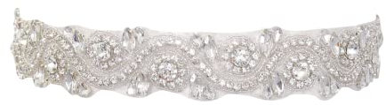 ShinyBeauty Hochzeit Schärpe Strass Applique Trim Strass Applique für Hochzeitskleid (Silber-245)