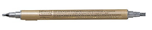 Rayher Hobby 7869322 Kalligraphie-Stift Metallic, silber, mit 2 Spitzen, Strichstärken 2 und 3, 5 mm