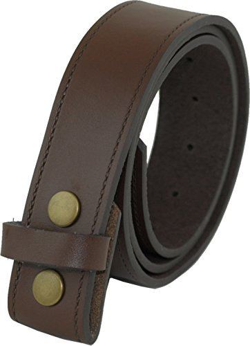 Echtes Leder 40mm Druckknopf Gürtel Ohne Schnalle - Braun 102cm - 112cm