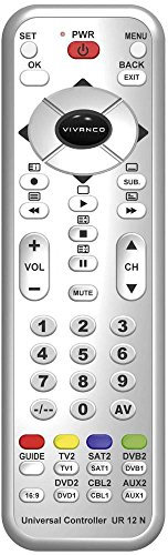 Vivanco UR 12 N 12-in-1 ultra flach Universal Fernbedienung inkl. Batterien silber