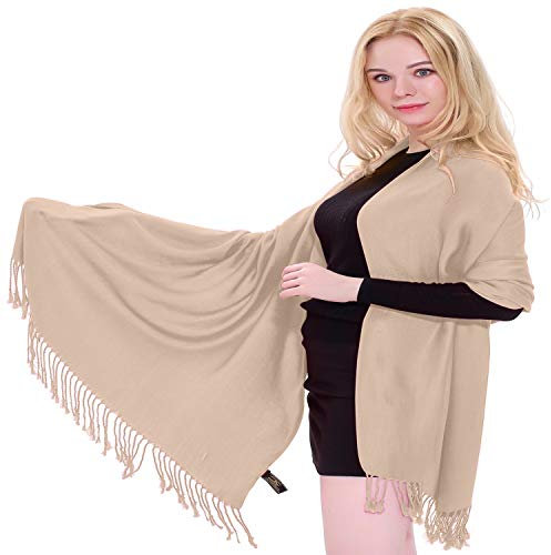 CJ Apparel Damen Hand Made Nepalese Tassels Shawl Pashmina-Schal, Champagnerrosa A1020, One size