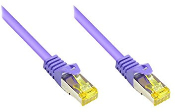 Good Connections RJ45 Ethernet LAN Patchkabel mit Cat. 7 Rohkabel und Rastnasenschutz RNS, S/FTP, PiMF, halogenfrei, 500MHz, OFC, 10-Gigabit-fähig (10/100/1000/10000-Base-T Ethernet Netzwerke) - z.B. für Patchpanel, Switch, Router, Modem - violett, 40 m