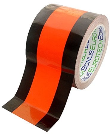 BONUS Eurotech 1BL28.00.0050/033 Klebeband zum vorübergehenden Außerkraftsezten von Verkehrszeichen, Klebstoff auf Kautschuk Basis, Länge 33 m x Breite 50 mm x Dicke 0,11 mm, Schwarz/Orange