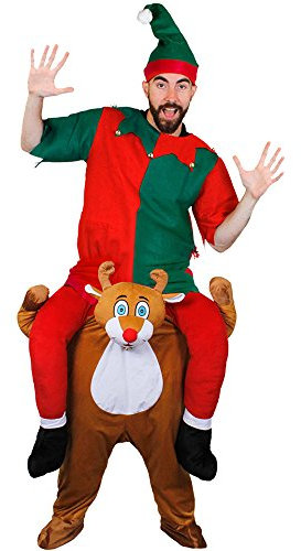 SUPER LUSTIGE TRAGE MICH/CARRY ME RENTIER KOSTÜME DAS EINEN ELF ZUR ARBEIT TRÄGT // DER ELF ODER WICHTEL IST ERHÄLTLICH IN 6 VERSCHIEDENEN GRÖSSEN // JEDES DIESER KOSTÜME KOMMT MIT DEM UNTEREN TEIL DAS IST DAS RENTIER IN EINER EINHEITSGRÖßE//ALLE OBEREN TEILE SIND DIE ELF ODER HEINZELMANN KOSTÜME IN VERSCHIEDENENEN GRÖßEN// OBERTEIL IN DER GRÖSSE-XS-42
