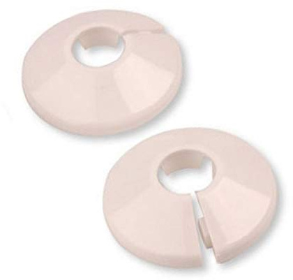 2 Pieces PVC White Radiator Pipe Cover Collar Rose 18mm x 2