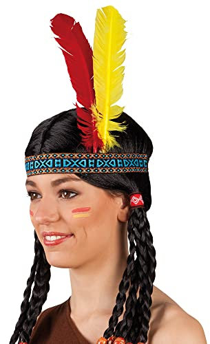 Boland 44136 - Stirnband Indianer mit Federn, elastisches Haarband, Cowboy, Western, Apachen, Karneval, Halloween, Fasching, Mottoparty