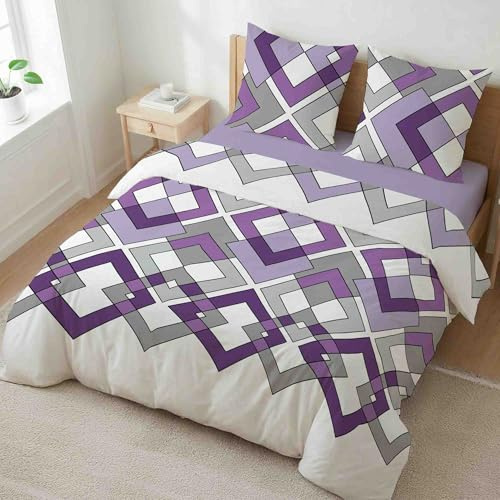 etérea Microfaser Bettwäsche 200x200 cm + 2Stk 80x80 cm Mino Violett | 100% Polyester · Soft-Peach-Veredlung · Reißverschluss · 60°C waschbar · Ganzjahres · STANDARD 100 by OEKO-TEX