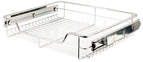 Dihl Pack of 2, 490mm Wide Pull Out Wire Basket Drawer for Kitchen Cabinets Cupboard Storage Organiser For 600mm Cupboard Carcasses, 2 PCS