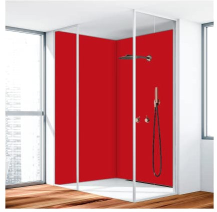 KERABAD Duschrückwand, Badrückwand, Duschverkleidung aus 3 mm Alu-Verbundplatte, 80x220cm,Rot RAL 3020