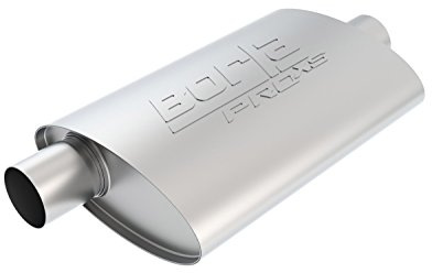 BORLA 40358 ProXS Universal Performance Muffler 2.5 Offset Inlet / 2.5 Center Outlet 4 x 9.5 Oval x 14 Long body 19 Overall Length Un-Notched Necks Reversible Design T-304 Stainless Steel