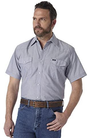 Wrangler Men's Western Button Down Shirts, Chambray, M UK