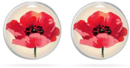 Miss Lovie Ohrringe Mohnblume Damen Ohrringe Rot Handmade Blume Des Lebens Ohrstecker Damen Cabochon Edelstahl Silber Beste Freunde Geschenk Muttertag