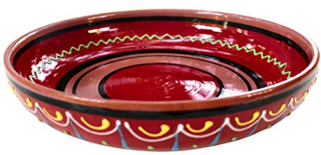 en terre cuite Rouge, plat de service – peinte à la main à partir d'Espagne