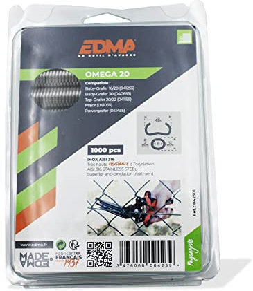 Agrafe Omega 20, Inox AISI 316, Coque de 1000
