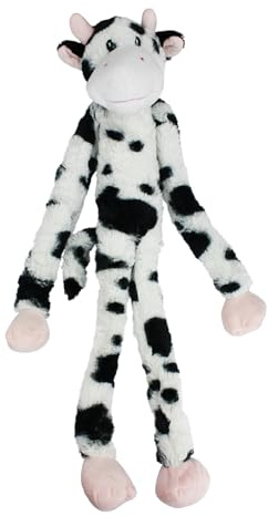 MULTIPET Swingin' Slevin Spotted Cow Plush Dog Toy Soft Fun Squeaky 27 | Soft squeaky spotted cow plush dog toy – fun interactive chewing, playing and tugging for large breeds, 27