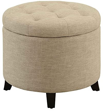 Convenience Concepts Designs4Comfort Storage Ottoman, Tan Fabric