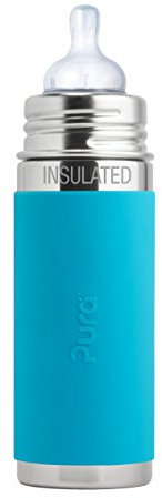 Pura Thermosflasche aus Edelstahl mit Silikon (ohne Plastiksauger, ungiftig, BPA-frei, Aqua'