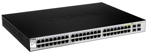 D-Link DGS-1210-48 Smart Managed Gigabit Switch (48 Ports, davon 4 x Combo 10/100/1000 BASE-T/SFP Ports), Schwarz