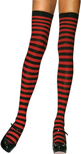 LEG AVENUE MEDIAS OPACAS A RAYAS NEGRO-ROJO