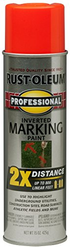 Rust-Oleum 266590 Professional 2X Distance Inverted Marking Spray Paint, 15 oz, Fluorescent Red-Orange