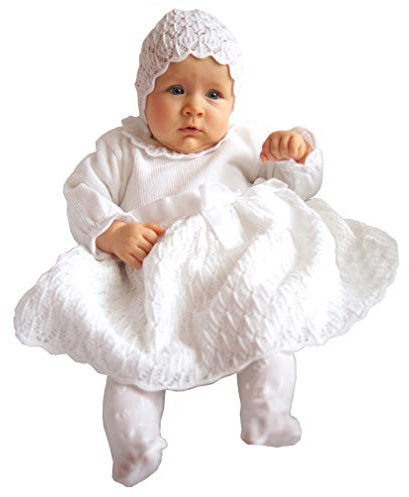 EKO Taufkleid für Mädchen Set Mütze und Strickkleid weiß, Größe:74, Farbe:weiß