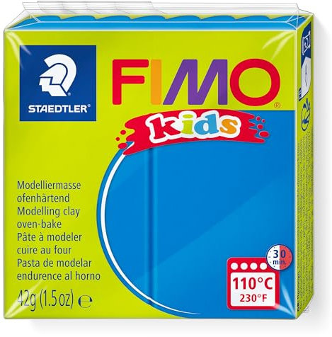 STAEDTLER ofenhärtende Modelliermasse FIMO kids, blau, extra weich und geschmeidig, speziell für Kinder, Normalblock 42g, 8030-3