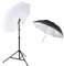 PYXEL 33/84cm Photography Umbrella Kit with Silver Reflective & White Soft Umbrella, Aluminium Light Stand & E Type Bracket