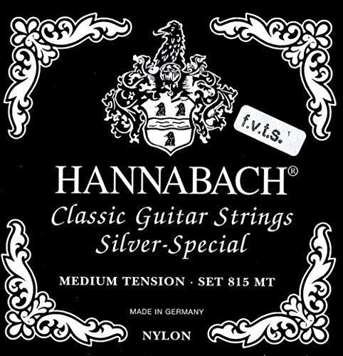 Hannabach cuerdas para guitarra clásica serie 815 F.V.T.S set Medium Tension Silver Special (multiuso para casi todos los instrumentos, cuerdas para guitarra clásica)