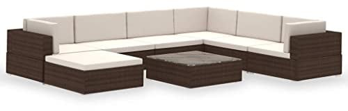 vidaXL Gartenmöbel 8-TLG. mit Auflagen Sitzgruppe Lounge Rattanmöbel Set Sitzgarnitur Sofa Gartensofa Sofagarnitur Tisch Poly Rattan