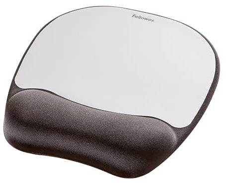 Fellowes Memory Foam Mouse Mat with Wrist Support - Ergonomic Mouse Pad for Computer Laptop - Silver Streak
