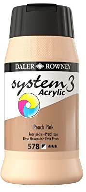 Daler Rowney System3 Acrylic Paint, Plastic Pot, 16.91oz - 500 ml, Peach Pink
