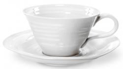 Portmeirion Sophie Conran Tea Cups & Saucers White 0.3ltr (Set of 4)