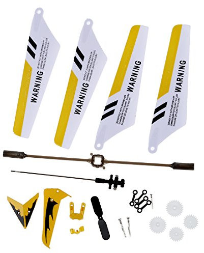 Yellow Syma S107G RC Helicopter Spare Parts Set Headcover Main Blades Tail Decorations Connect Buckles Balance Bar Tail Blades Main shaft by SYMA