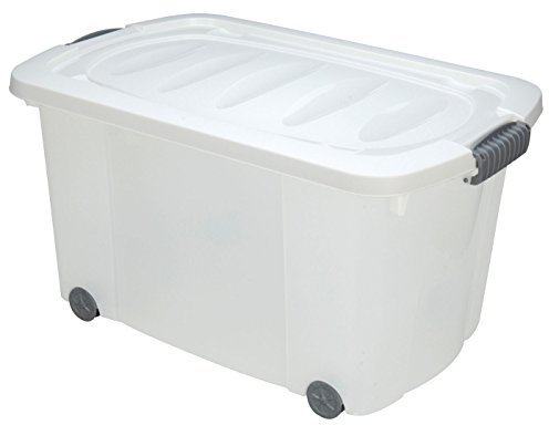 Spetebo Rollenbox mit Klappdeckel in weiß - Ideal zum verstauen mit Spielzeug oder Bettzeug