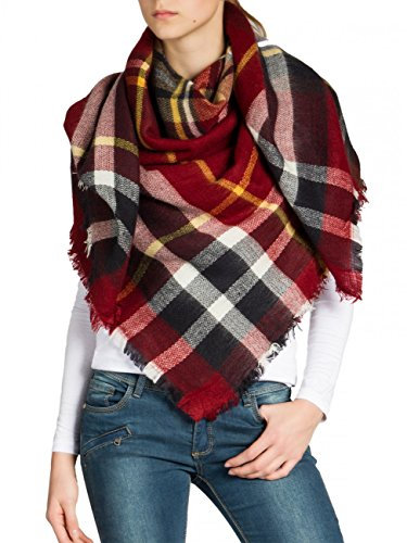 Caspar SC412 Damen XXL Schal, Farbe:weinrot