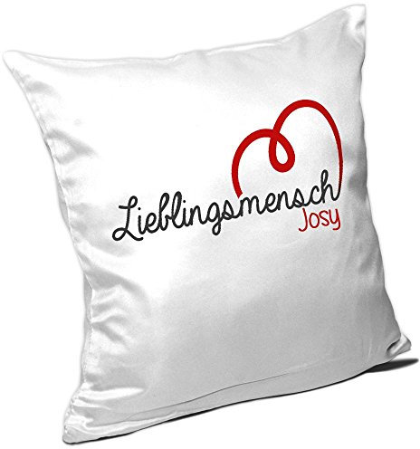 Eurofoto Kissen mit Namen Josy und schönem Lieblingsmensch-Motiv zum Valentinstag - Namenskissen - Kuschelkissen - Schmusekissen