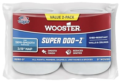 Wooster Brush R282-3 Deluxe Trim Roller, 2-Pack Refill, 3/8-Inch Nap, 3-Inch