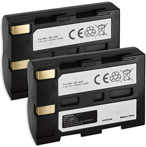 2X Batteries NP-400 pour Konica-Minolta Dimage A1, A2, Dynax 5D, 7D, Maxxum 5D, 7D