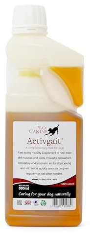 Pro-Canine Activgait 500ml, Senior Dog Joint Care, an omega rich fast acting Herbal Supplement for stiff joints. Approx 100 days supply.