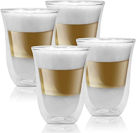 2x Delonghi Latte Macchiato Kaffee 2er Doppelwandiges Thermoglas