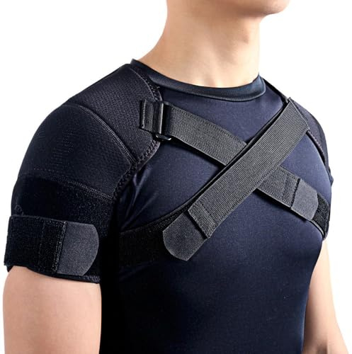 Kuangmi Double Shoulder Support Brace Strap Wrap Neoprene Protector,L