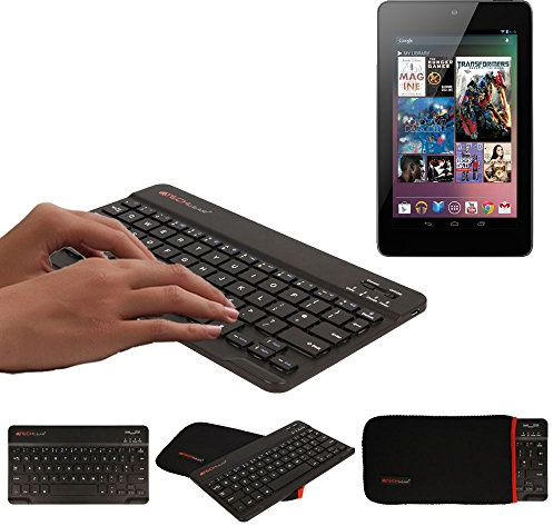 TEACHGEAR Bluetooth Tastatur Schutzhülle mit Standfunktion für 7 2012 Nexus/1st Gen