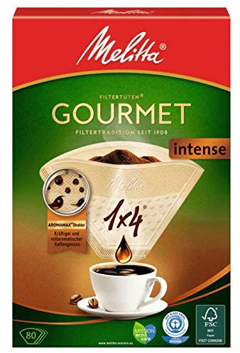 '80 x Filter Bags/Melitta Gourmet 1X4 Coffee Filter (Size 4) Intense (Brown/Natural 3 – Aroma Zones)