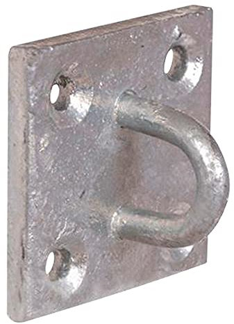 Merriway BH02050 6mm Diameter Metal Wall Anchor Staple on Plate Galvanised Rustproof Steel, 50mm (2 inch) Square