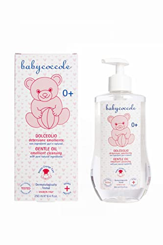 Babycoccole OLIO DETERGENTE EMOLLIENTE per pulire Corpo e il Viso di Bambini e Neonati. Con Olio di Mandorla, Vitamina F, Ingredienti Naturali. Dermatologicamente testato per Pelle Sensibile. 250ml