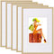 WOLTU Bilderrahmen 30x40 cm Set of 5 Fotorahmen aus Kunststoff mit Passepartout, Posterrahmen zum vertikalen oder horizontalen Aufhängen/Aufstellen, Collage Wanddeko, Gold