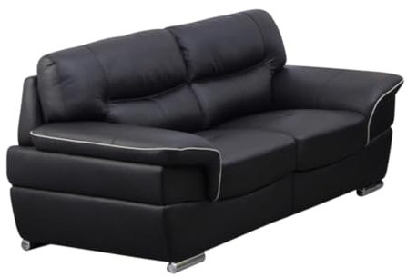 Vente-Unique-Ledersofa 2-Sitzer - Schwarz - Thibault