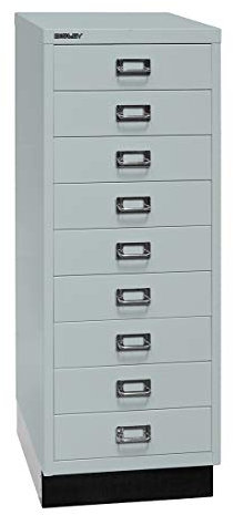 BISLEY MultiDrawer, 39er Serie mit Sockel, DIN A3, 9 Schubladen, Stahl, 645 Lichtgrau, 43.2 x 34.9 x 94 cm L39A39S645