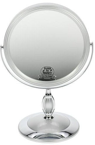 Fantasia 43007 Stellspiegel - Metall, Fuß, Kunststoff, 7-fach, Vergrößerung, Höhe: 29 cm, ø 17 cm, silber
